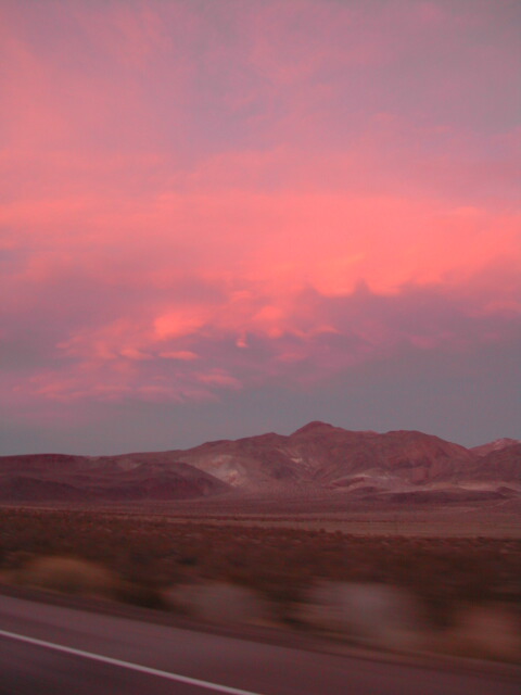On the way to Mammoth, we saw a beautiful sunset... but there's no stopping when the car is being driven by 